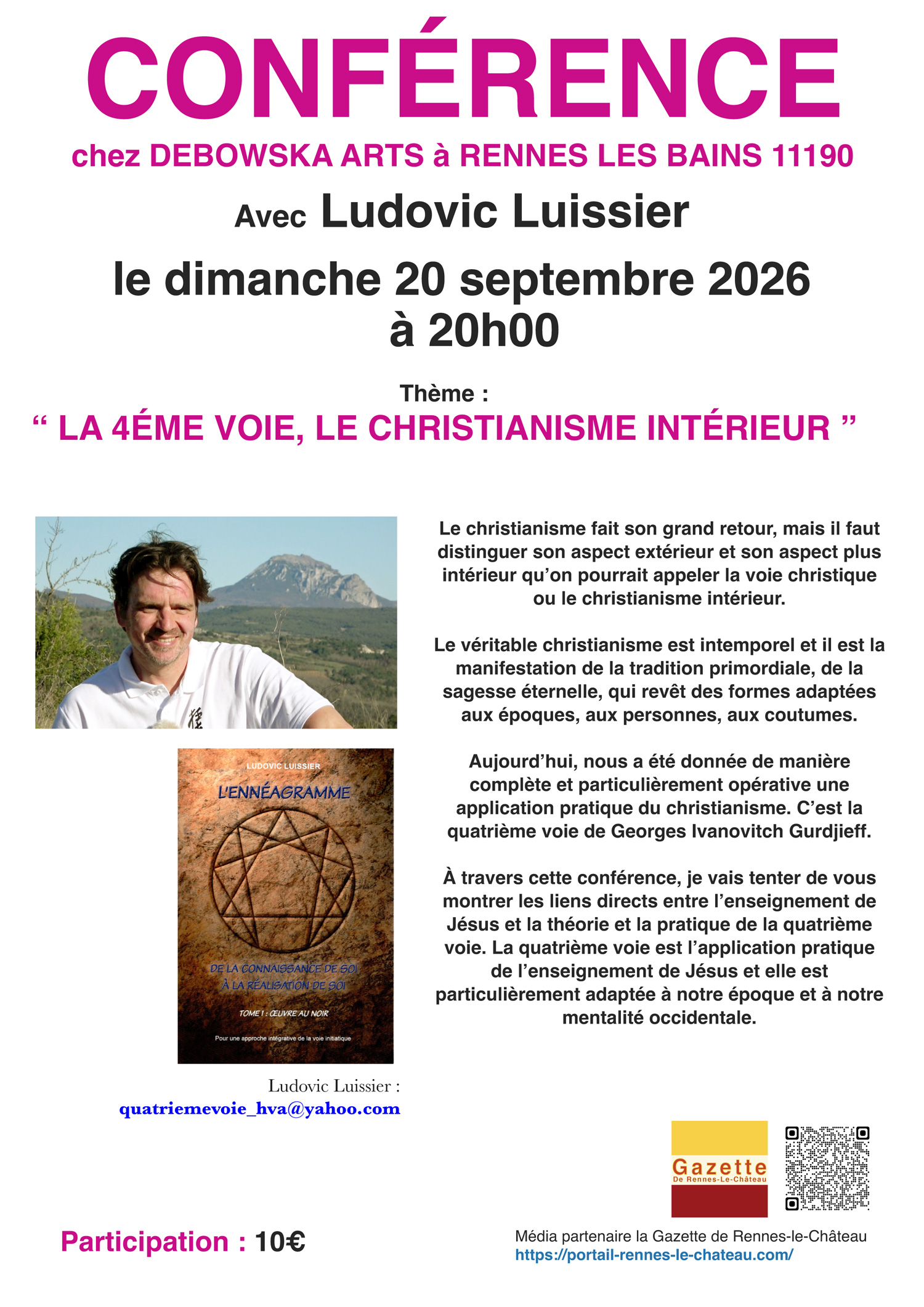Conférence avec Ludovic Luissier chez Debowska Arts à Rennes les Bains 11190